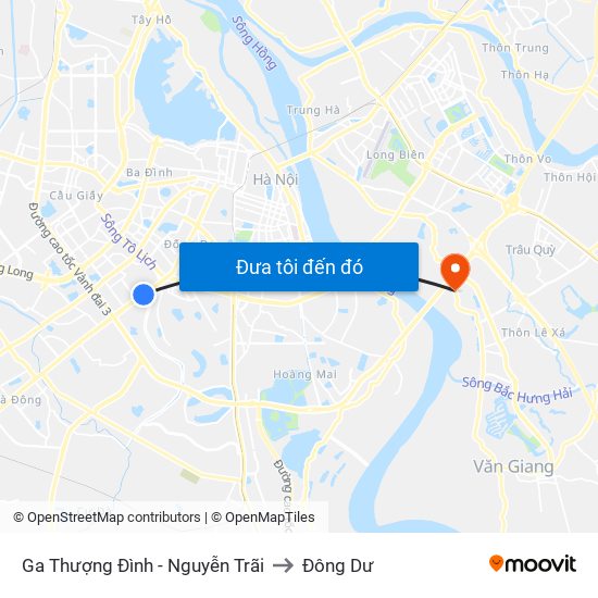 Ga Thượng Đình - Nguyễn Trãi to Đông Dư map