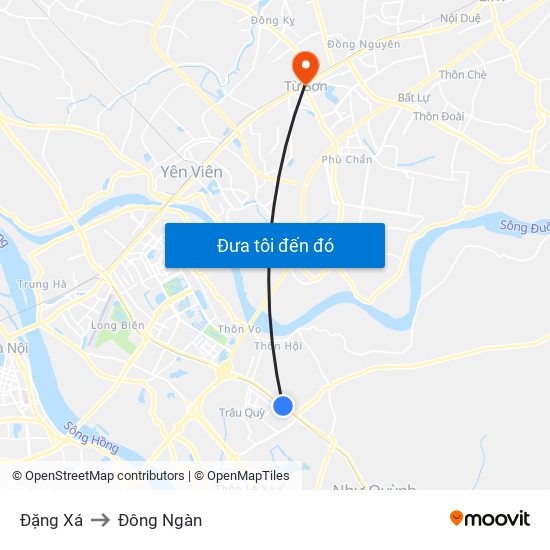 Đặng Xá to Đông Ngàn map