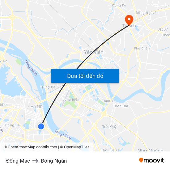 Đống Mác to Đông Ngàn map