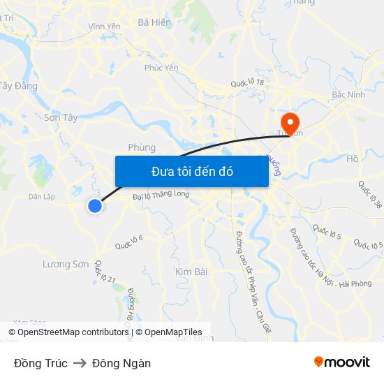 Đồng Trúc to Đông Ngàn map