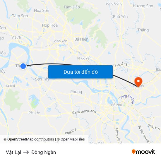 Vật Lại to Đông Ngàn map