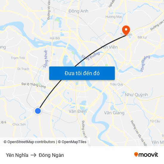 Yên Nghĩa to Đông Ngàn map