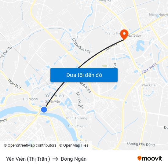 Yên Viên (Thị Trấn ) to Đông Ngàn map