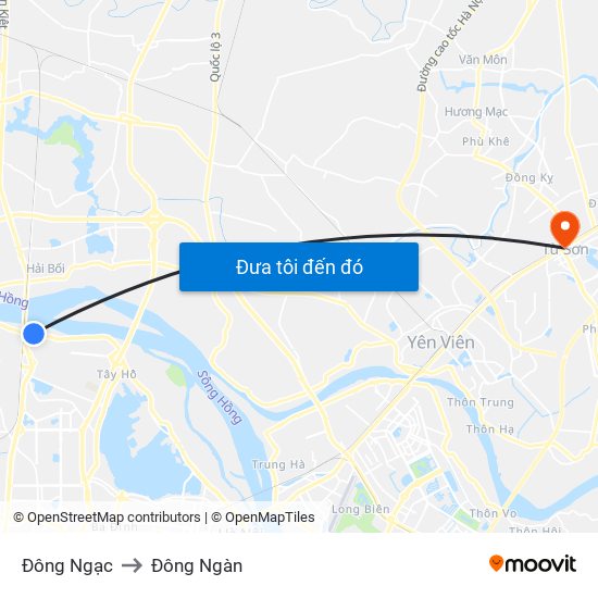 Đông Ngạc to Đông Ngàn map