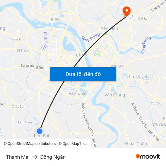 Thanh Mai to Đông Ngàn map