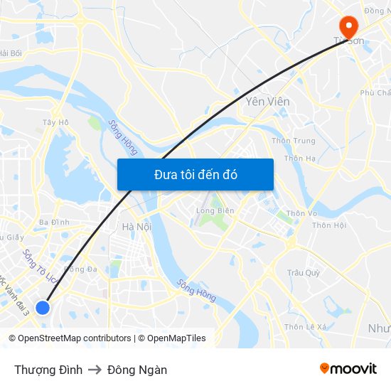 Thượng Đình to Đông Ngàn map