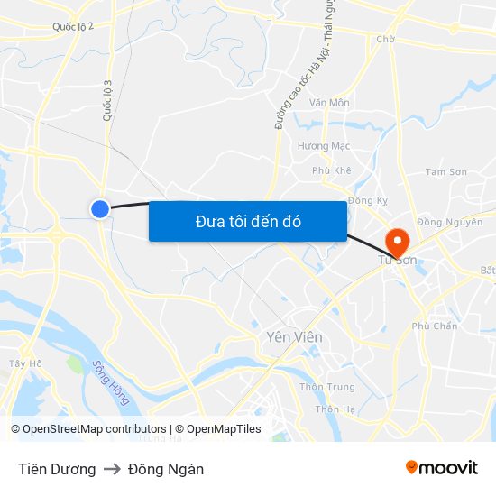 Tiên Dương to Đông Ngàn map