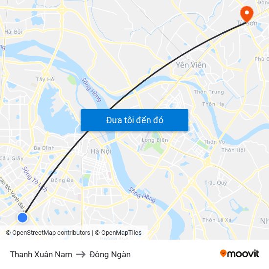 Thanh Xuân Nam to Đông Ngàn map