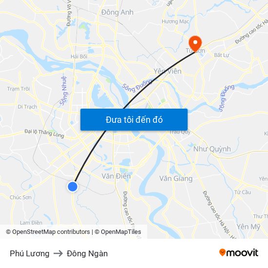 Phú Lương to Đông Ngàn map