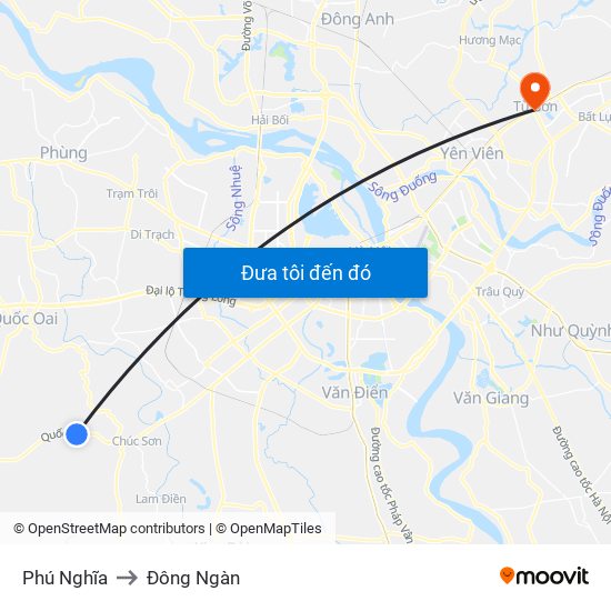 Phú Nghĩa to Đông Ngàn map