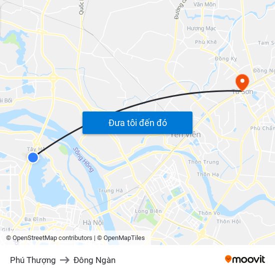 Phú Thượng to Đông Ngàn map