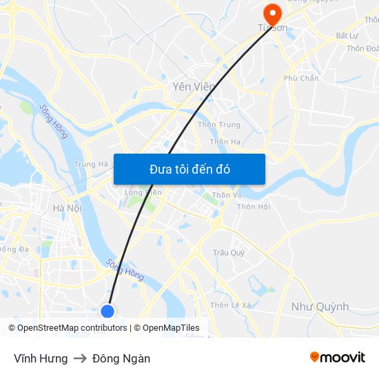 Vĩnh Hưng to Đông Ngàn map