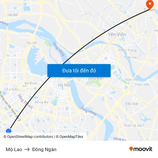 Mộ Lao to Đông Ngàn map