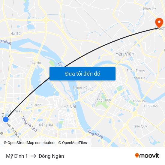 Mỹ Đình 1 to Đông Ngàn map