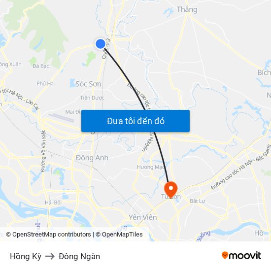 Hồng Kỳ to Đông Ngàn map