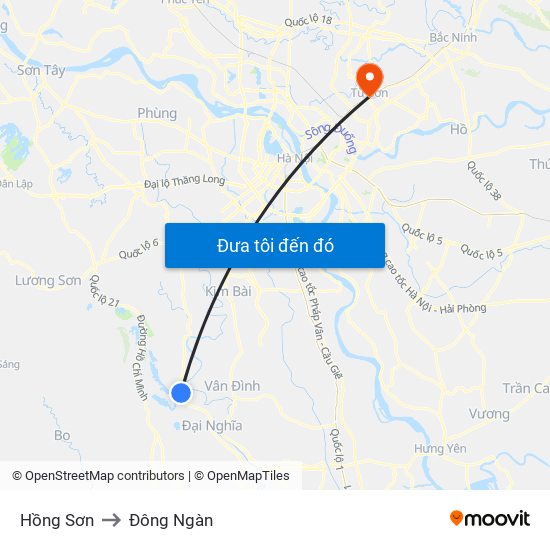 Hồng Sơn to Đông Ngàn map