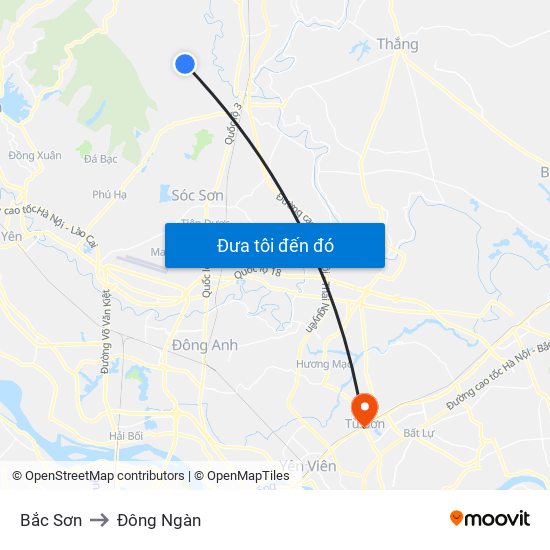 Bắc Sơn to Đông Ngàn map