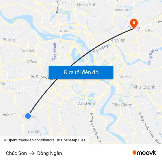 Chúc Sơn to Đông Ngàn map