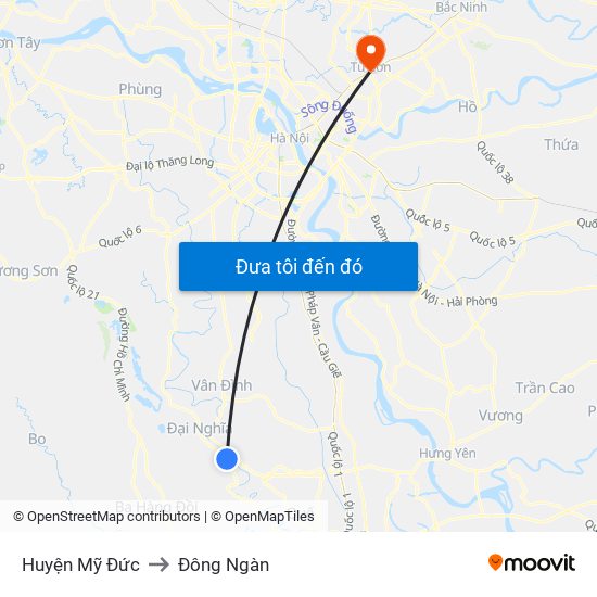 Huyện Mỹ Đức to Đông Ngàn map