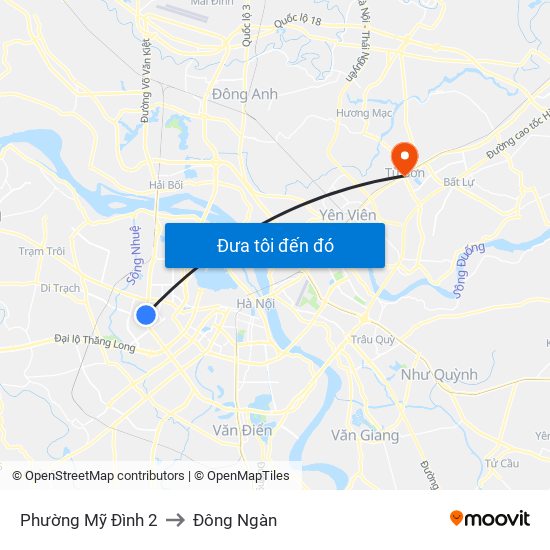 Phường Mỹ Đình 2 to Đông Ngàn map