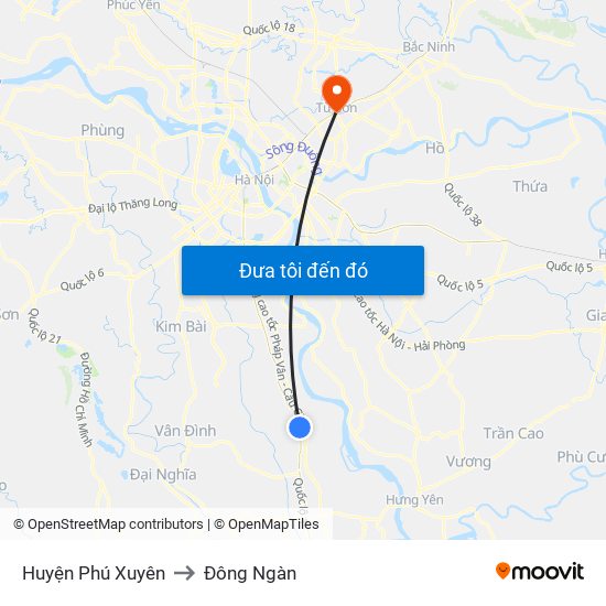 Huyện Phú Xuyên to Đông Ngàn map