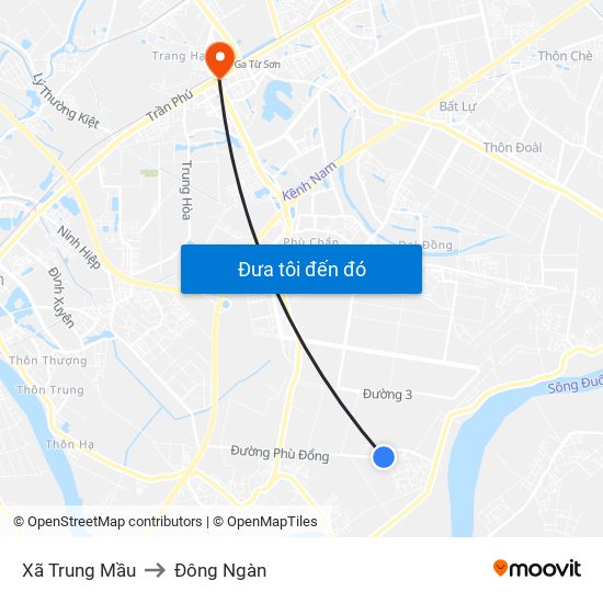 Xã Trung Mầu to Đông Ngàn map