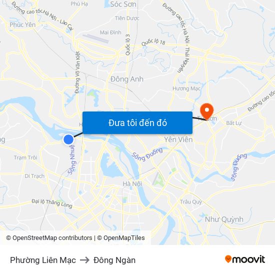 Phường Liên Mạc to Đông Ngàn map