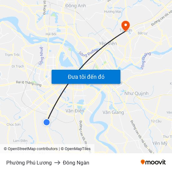 Phường Phú Lương to Đông Ngàn map