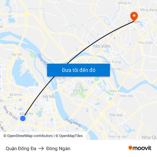 Quận Đống Đa to Đông Ngàn map