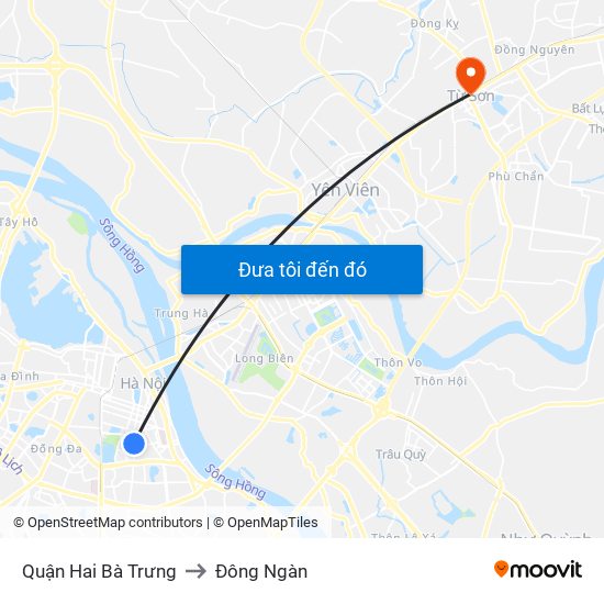 Quận Hai Bà Trưng to Đông Ngàn map