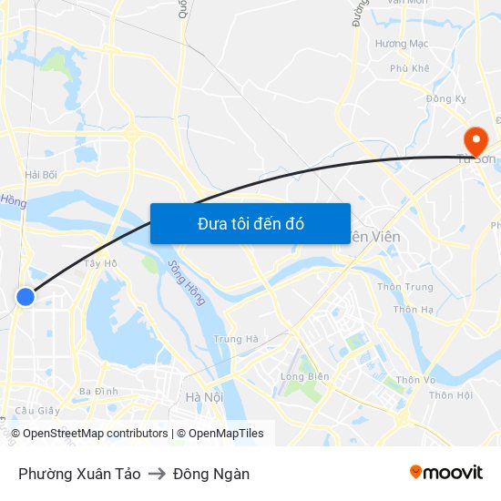 Phường Xuân Tảo to Đông Ngàn map