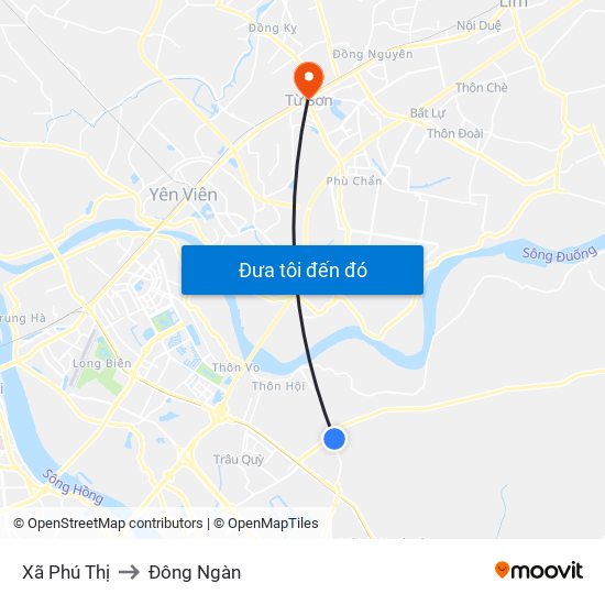 Xã Phú Thị to Đông Ngàn map