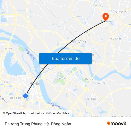 Phường Trung Phụng to Đông Ngàn map