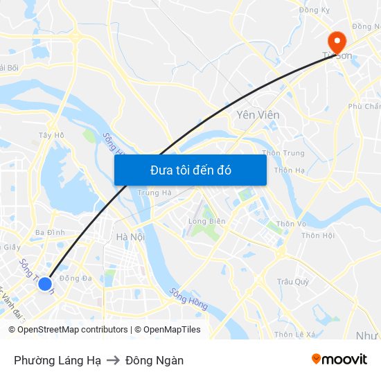 Phường Láng Hạ to Đông Ngàn map