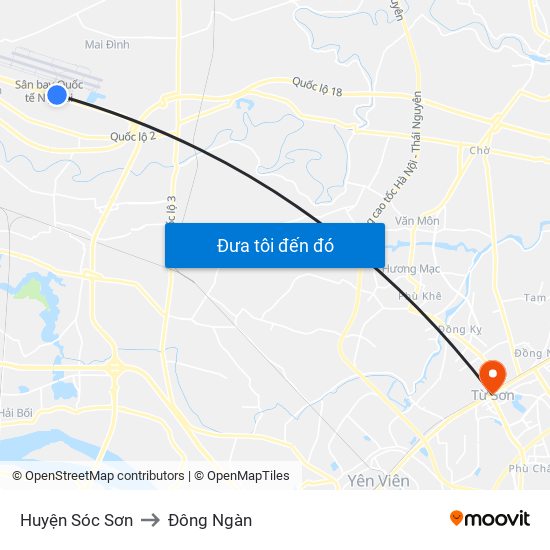 Huyện Sóc Sơn to Đông Ngàn map