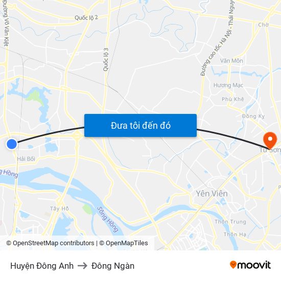 Huyện Đông Anh to Đông Ngàn map