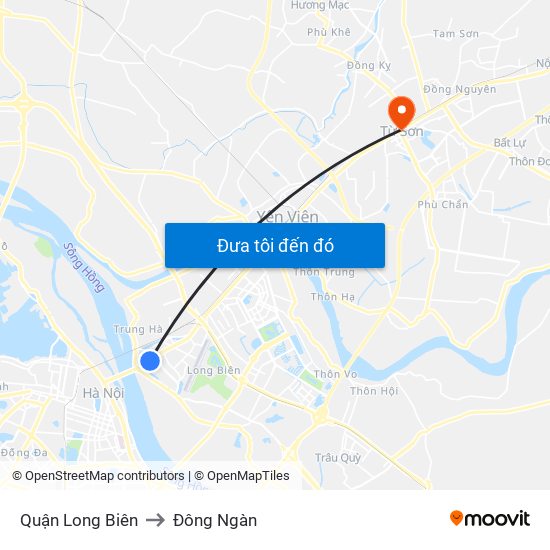 Quận Long Biên to Đông Ngàn map