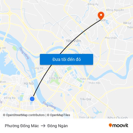 Phường Đống Mác to Đông Ngàn map