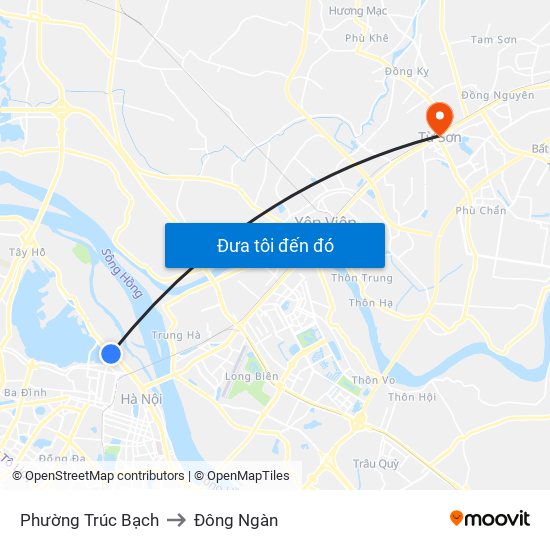 Phường Trúc Bạch to Đông Ngàn map