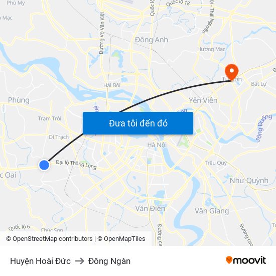 Huyện Hoài Đức to Đông Ngàn map