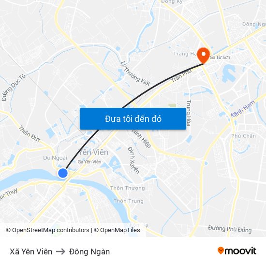 Xã Yên Viên to Đông Ngàn map