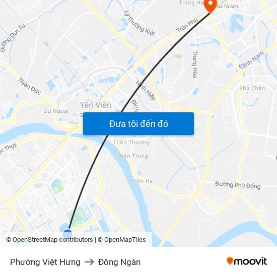 Phường Việt Hưng to Đông Ngàn map