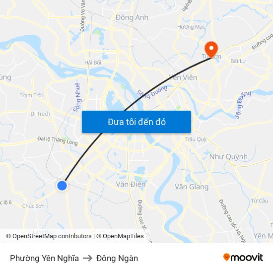 Phường Yên Nghĩa to Đông Ngàn map