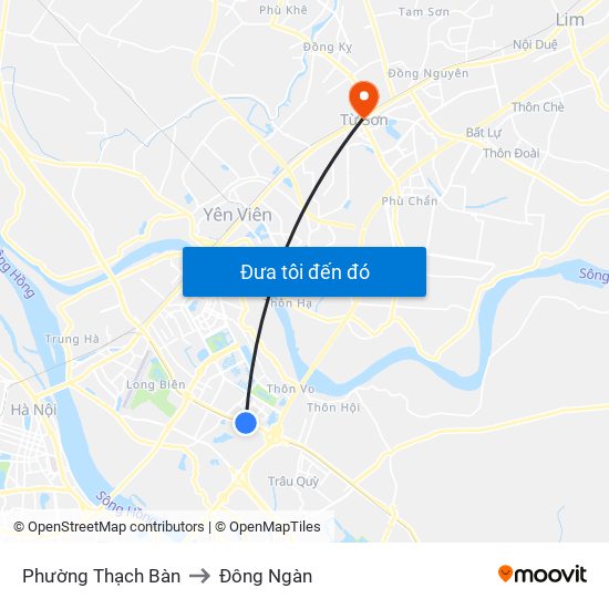 Phường Thạch Bàn to Đông Ngàn map