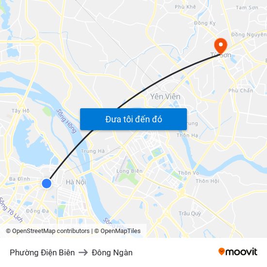 Phường Điện Biên to Đông Ngàn map