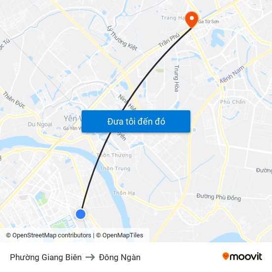 Phường Giang Biên to Đông Ngàn map