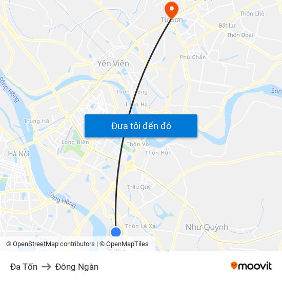 Đa Tốn to Đông Ngàn map