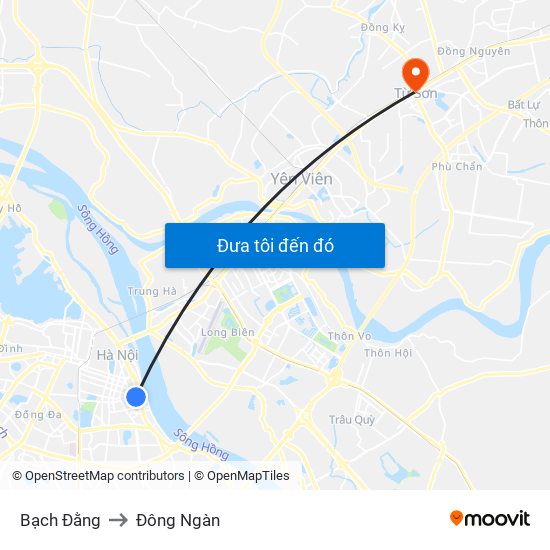 Bạch Đằng to Đông Ngàn map