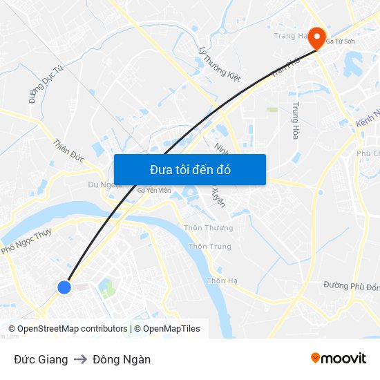 Đức Giang to Đông Ngàn map