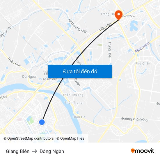 Giang Biên to Đông Ngàn map